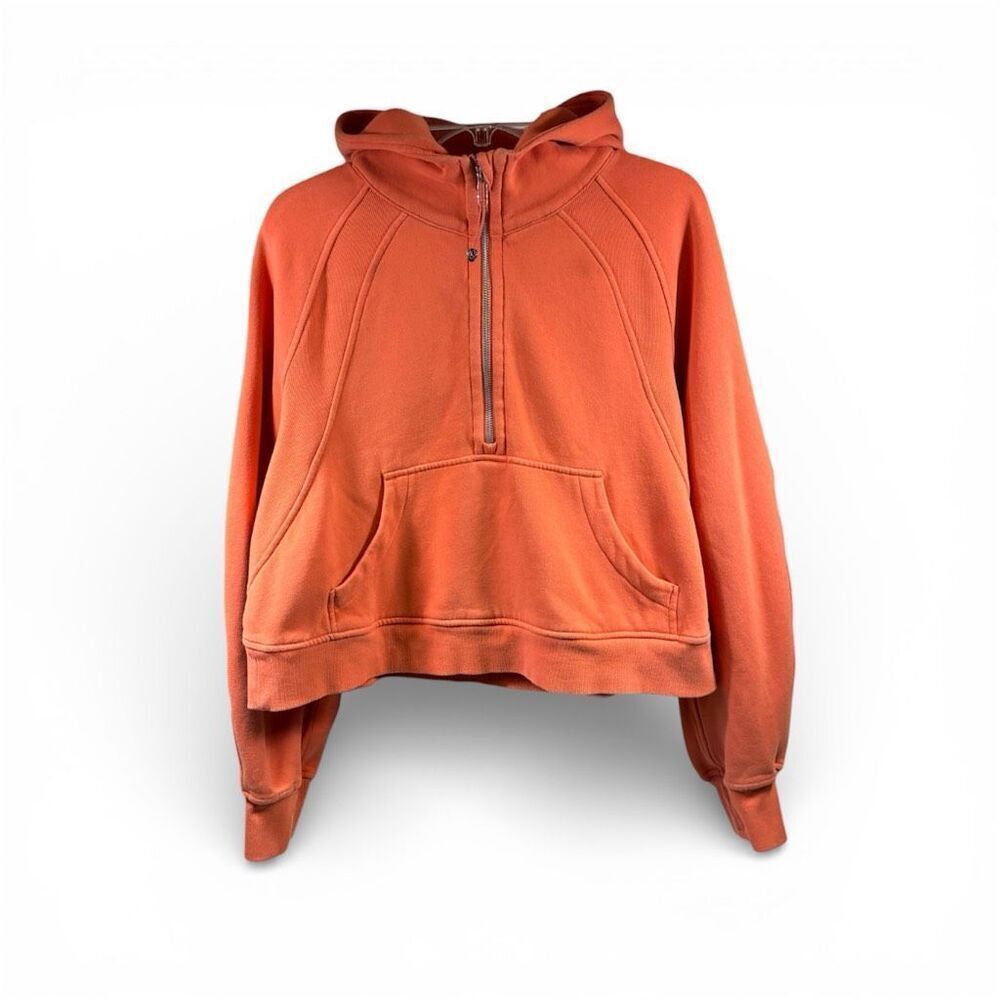Lululemon 1/2 Zip Hooded Scuba in Orange Size M/L